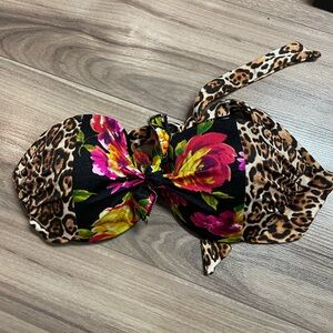 Victoria's Secret Floral and Leopard Bikini Top 34C